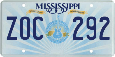 MS license plate ZOC292