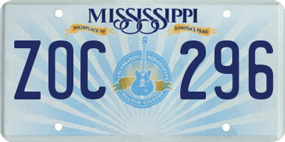 MS license plate ZOC296