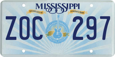 MS license plate ZOC297