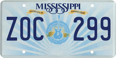 MS license plate ZOC299