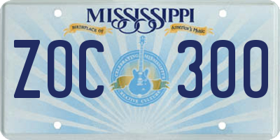 MS license plate ZOC300