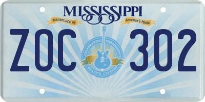 MS license plate ZOC302