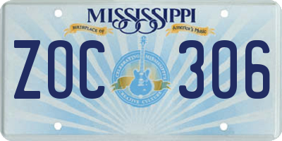 MS license plate ZOC306
