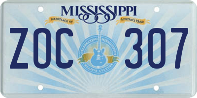 MS license plate ZOC307