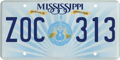 MS license plate ZOC313