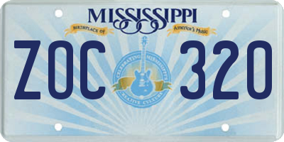 MS license plate ZOC320