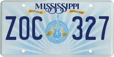 MS license plate ZOC327