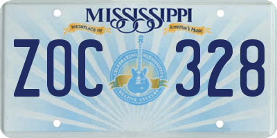 MS license plate ZOC328