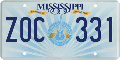 MS license plate ZOC331