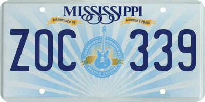 MS license plate ZOC339