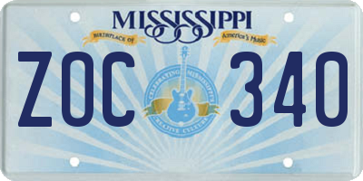 MS license plate ZOC340