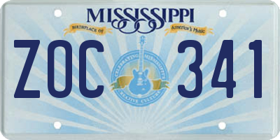 MS license plate ZOC341