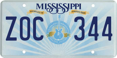 MS license plate ZOC344