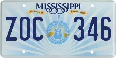 MS license plate ZOC346