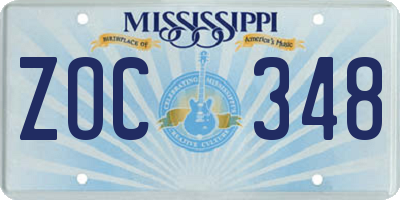 MS license plate ZOC348