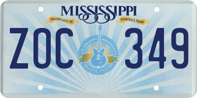 MS license plate ZOC349