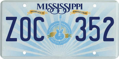 MS license plate ZOC352