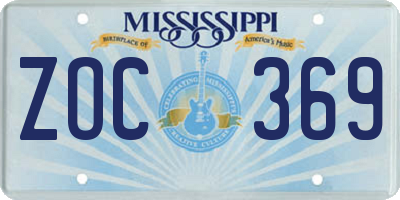 MS license plate ZOC369