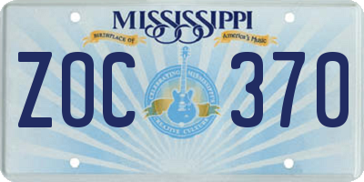 MS license plate ZOC370