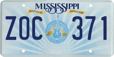 MS license plate ZOC371
