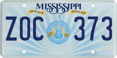 MS license plate ZOC373