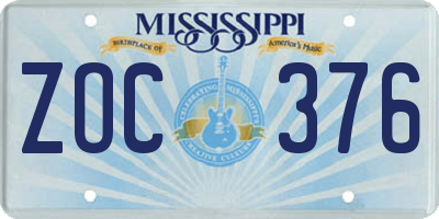 MS license plate ZOC376