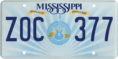 MS license plate ZOC377