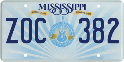 MS license plate ZOC382