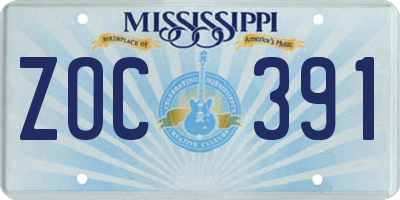 MS license plate ZOC391