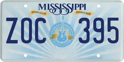 MS license plate ZOC395