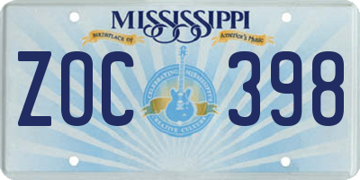 MS license plate ZOC398
