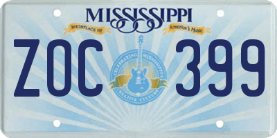 MS license plate ZOC399
