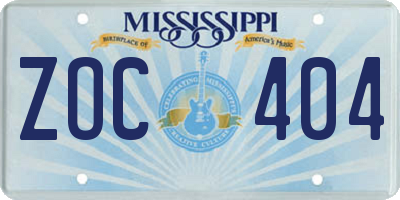 MS license plate ZOC404