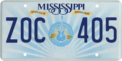 MS license plate ZOC405