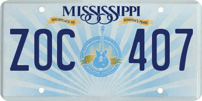 MS license plate ZOC407