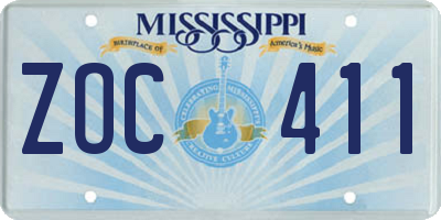 MS license plate ZOC411