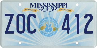 MS license plate ZOC412