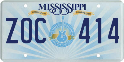MS license plate ZOC414