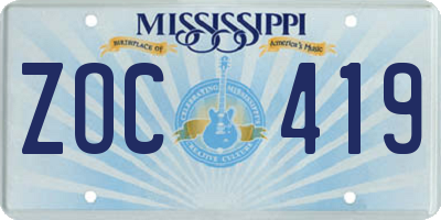 MS license plate ZOC419