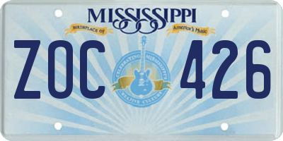 MS license plate ZOC426