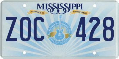 MS license plate ZOC428