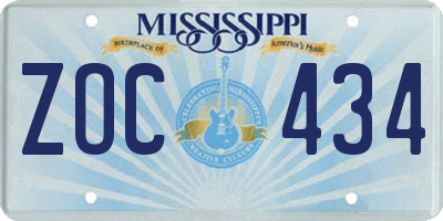 MS license plate ZOC434