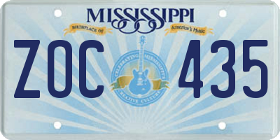 MS license plate ZOC435