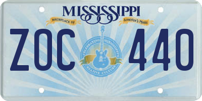 MS license plate ZOC440