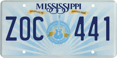 MS license plate ZOC441