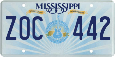 MS license plate ZOC442