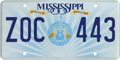 MS license plate ZOC443