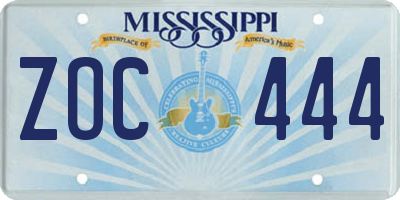 MS license plate ZOC444