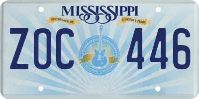 MS license plate ZOC446