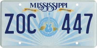 MS license plate ZOC447